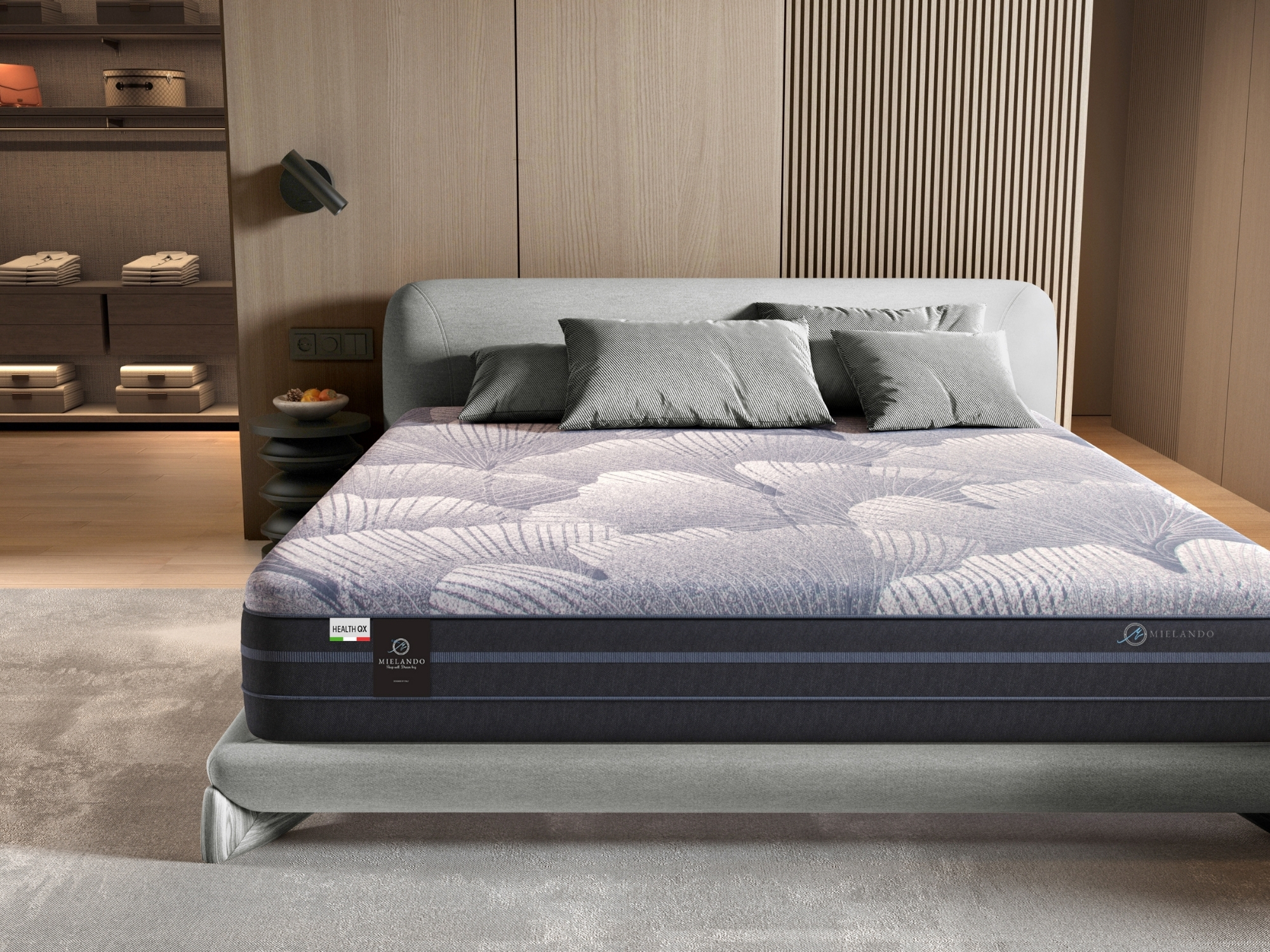 Natural materials — stone, wood, and linen — composed with quiet intention