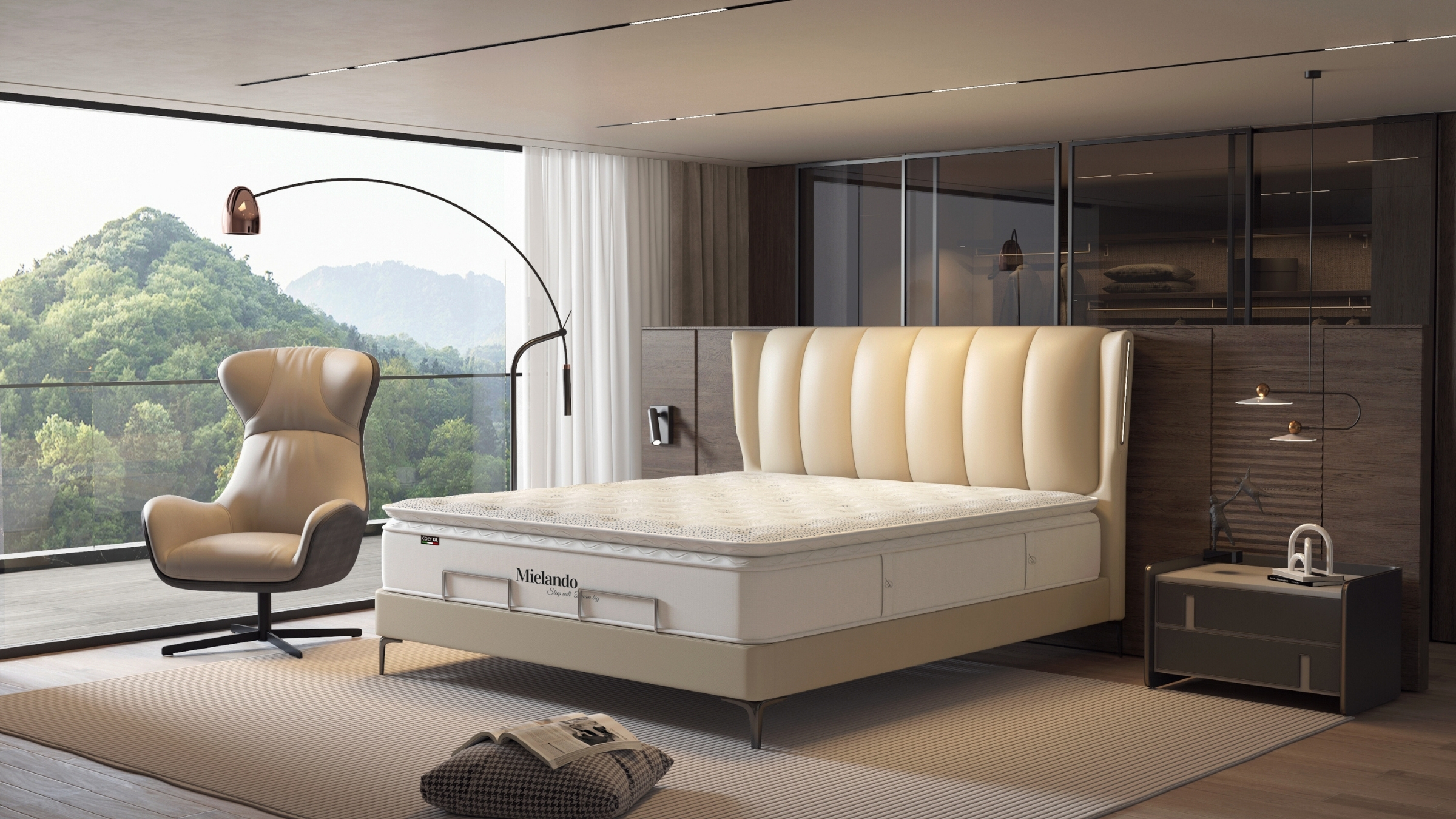 Sunlit interior space with Mielando furniture in calm composition